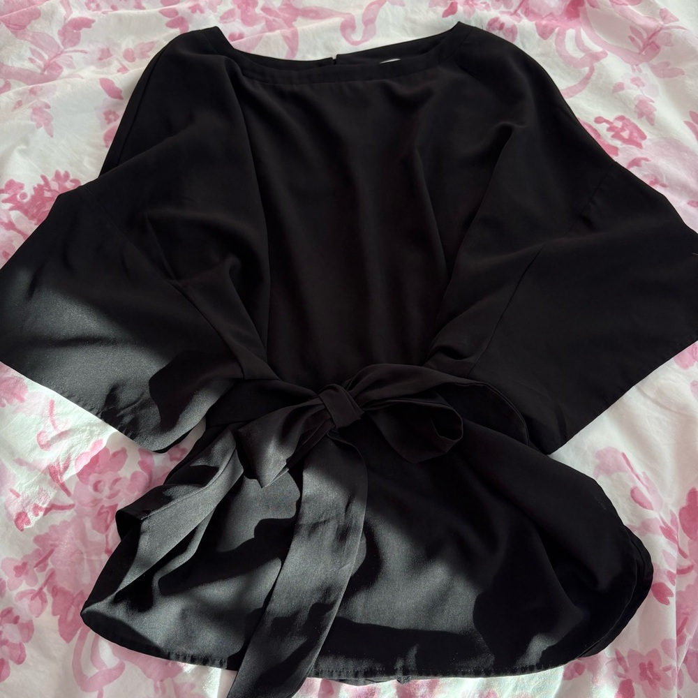 Hayden black tie front flowy top
